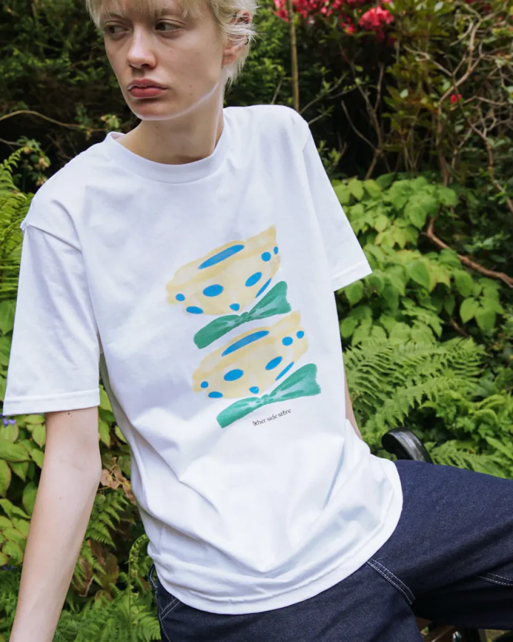Other Side Store 'Yellow Flower' Tee - White