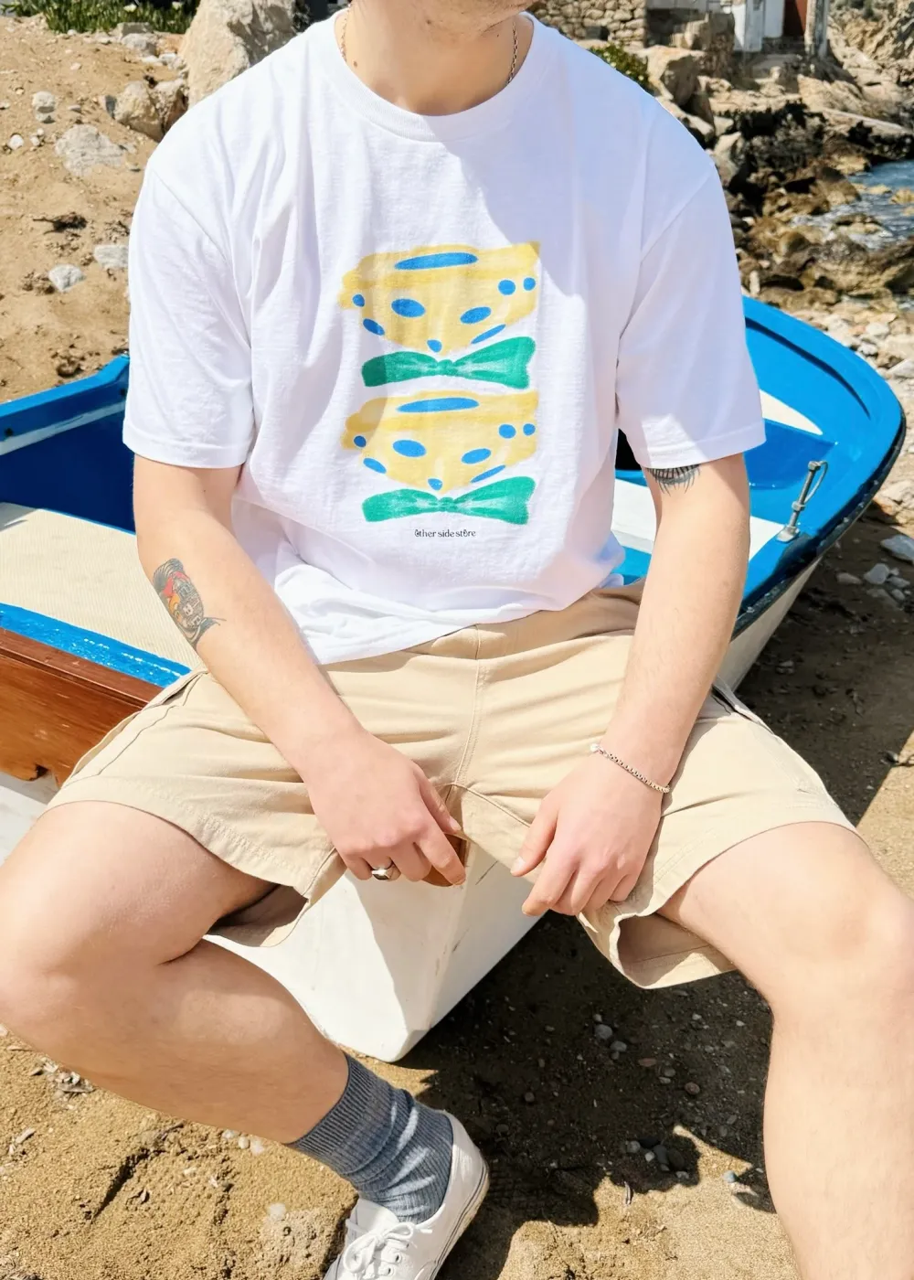 Other Side Store 'Yellow Flower' Tee - White