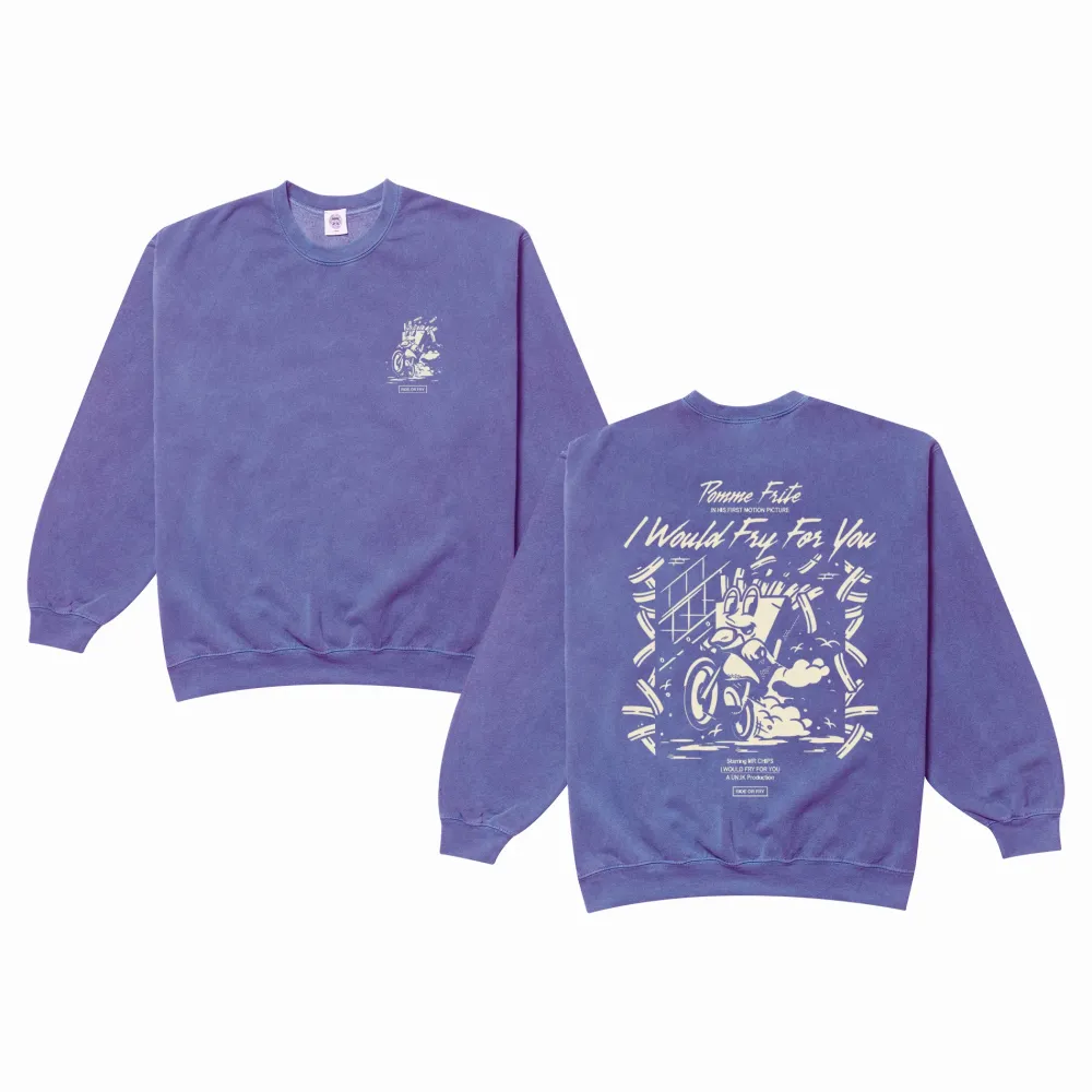 Pomme Frite 'Ride Or Fry' Vintage Washed Sweater - Purple