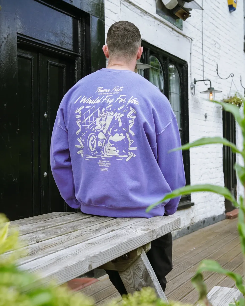Pomme Frite 'Ride Or Fry' Vintage Washed Sweater - Purple