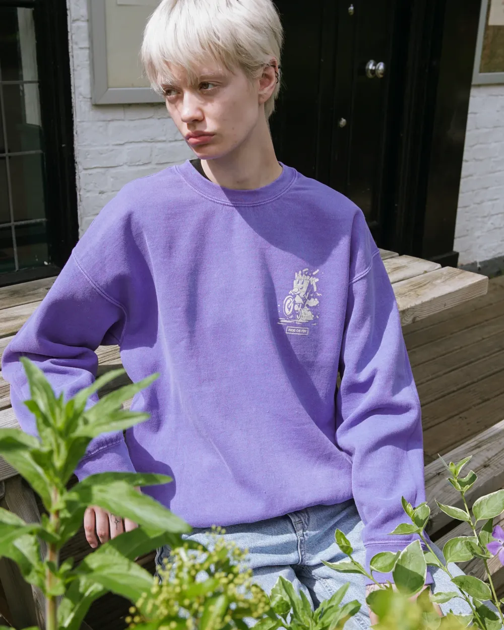 Pomme Frite 'Ride Or Fry' Vintage Washed Sweater - Purple