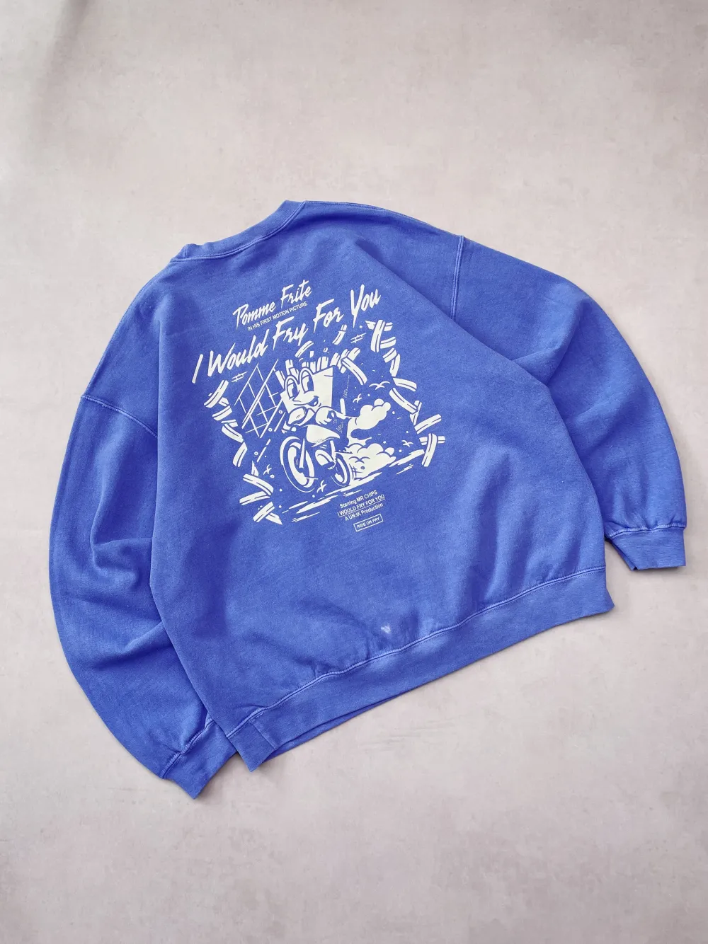 Pomme Frite 'Ride Or Fry' Vintage Washed Sweater - Purple