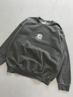 Seasonal Hero 'Aspire' Embroidered  Vintage Washed Sweater - Charcoal