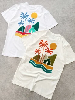 Seasonal Hero 'Palms' Tee - Natural