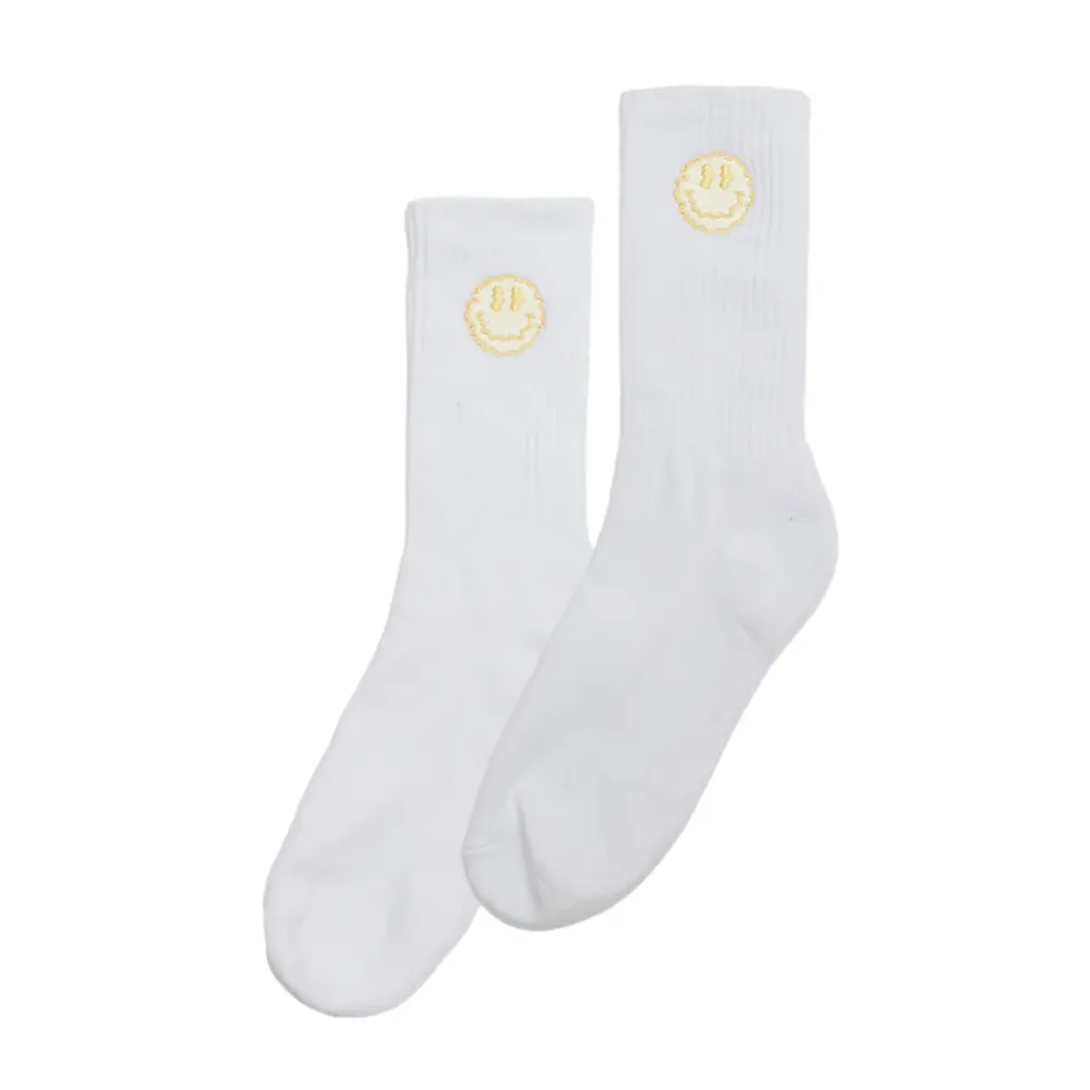 Seasonal Hero 'Trippy Smiler' Embroidered Socks - White