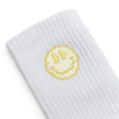 Seasonal Hero 'Trippy Smiler' Embroidered Socks - White