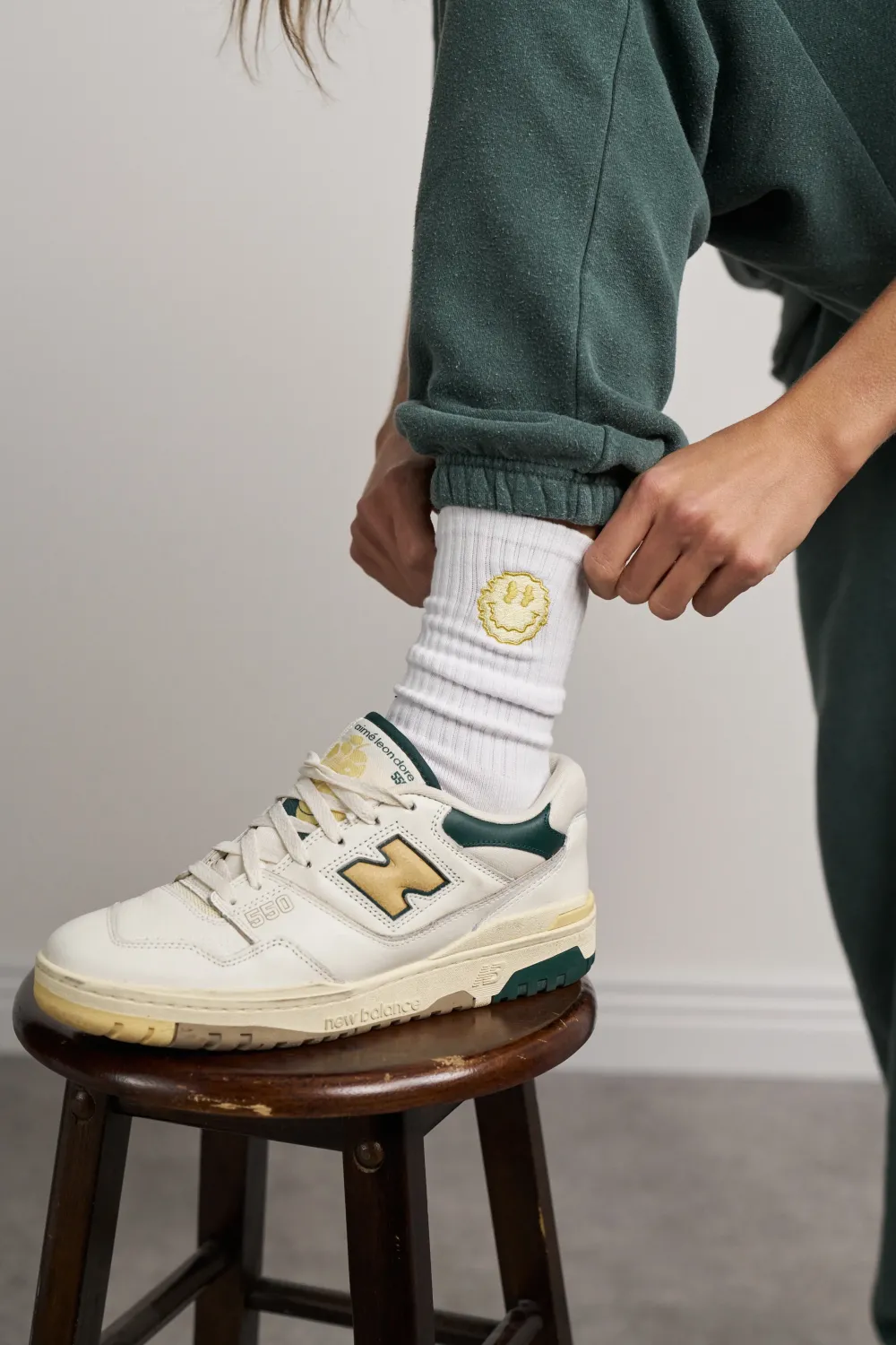 Seasonal Hero 'Trippy Smiler' Embroidered Socks - White