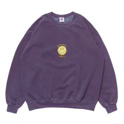 Seasonal Hero 'Trippy Smiler' Embroidered Vintage Washed Sweater - Violet