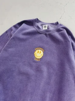 Seasonal Hero 'Trippy Smiler' Embroidered Vintage Washed Sweater - Violet