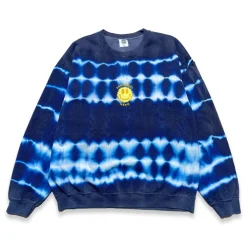Seasonal Hero 'Trippy Smiler' Tie Dye Washed Sweater - Navy & White