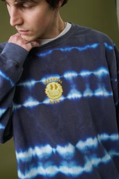 Seasonal Hero 'Trippy Smiler' Tie Dye Washed Sweater - Navy & White
