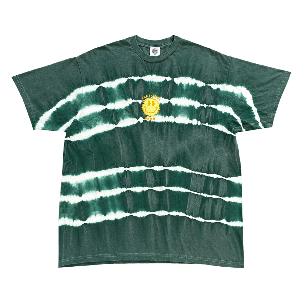 Seasonal Hero 'Trippy Smiler' Tie Dye Washed Tee - Green & White