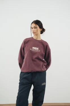 Vice 84 '1984 Disc' Embroidered Sweater - Vintage Washed Maroon