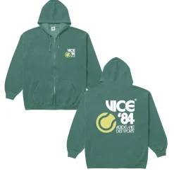Vice 84 *10 Years Of* 'Tennis' Zip Up Vintage Washed Hoodie - Green