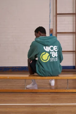 Vice 84 *10 Years Of* 'Tennis' Zip Up Vintage Washed Hoodie - Green