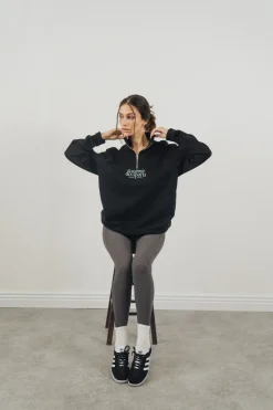 Vice 84 'Académie Des Sports Script' 1/4 Zip Sweater - Black