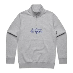 Vice 84 'Académie Des Sports Script' 1/4 Zip Sweater - Grey