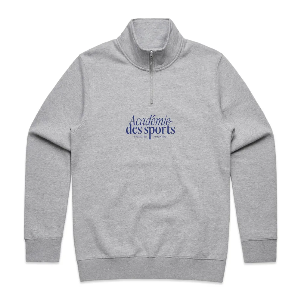Vice 84 'Académie Des Sports Script' 1/4 Zip Sweater - Grey