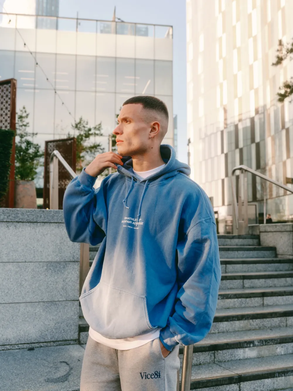 Vice 84 'Athletics' Vintage Washed Hoodie - Navy