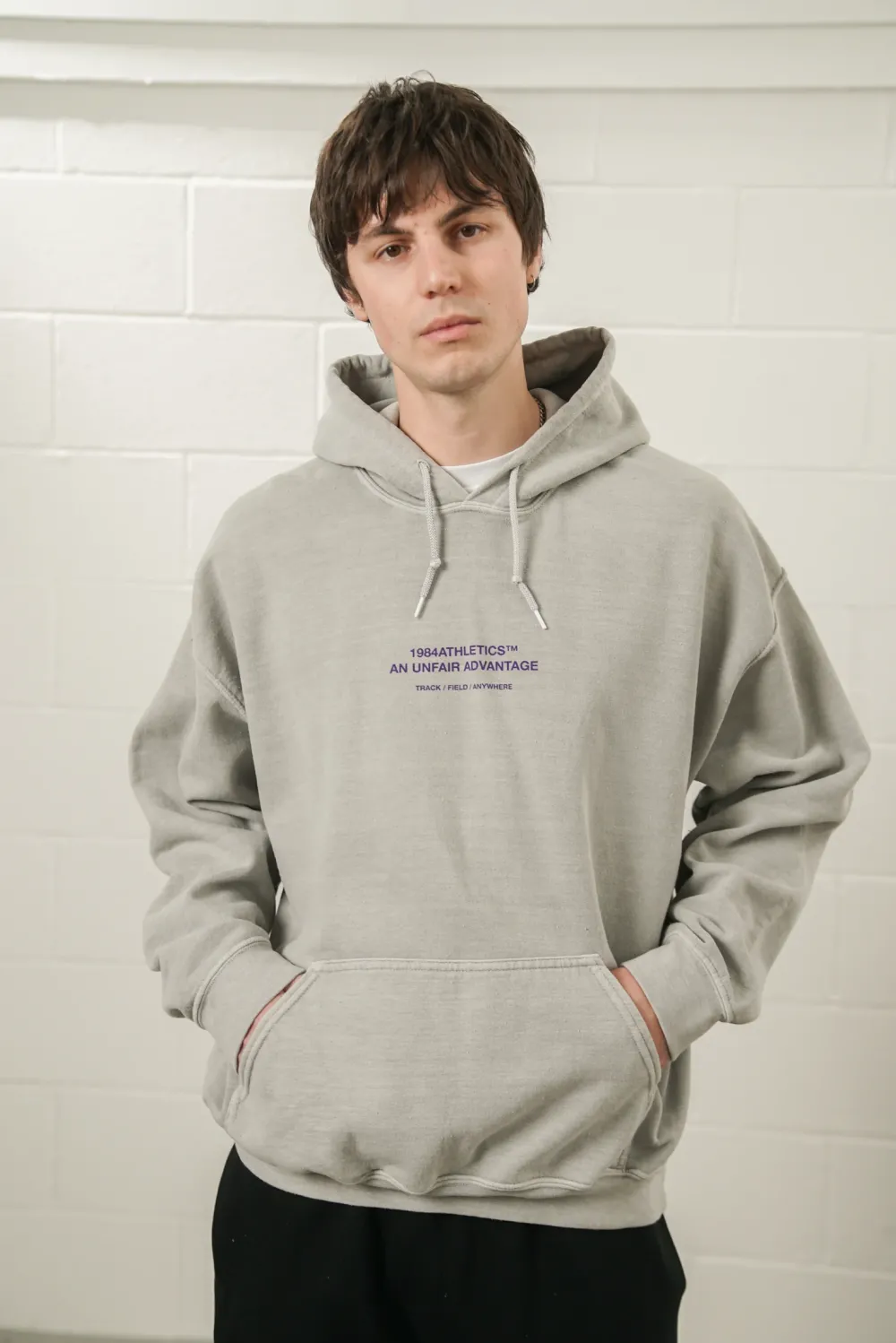 Vice 84 'Athletics' Vintage Washed Hoodie - Ash
