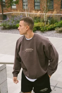 Vice 84 'Athletics' Vintage Washed Sweater - Chocolate