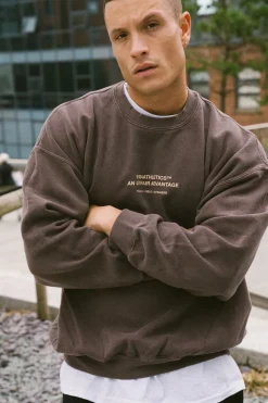 Vice 84 'Athletics' Vintage Washed Sweater - Chocolate