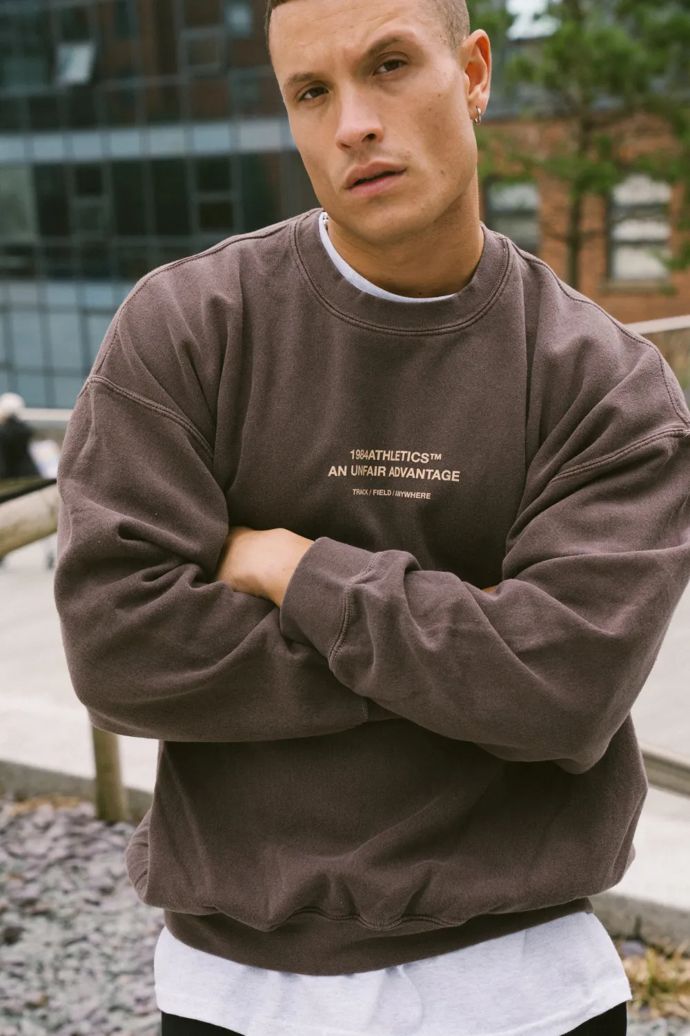 Vice 84 'Athletics' Vintage Washed Sweater - Chocolate