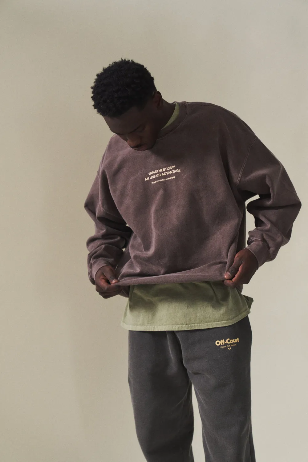 Vice 84 'Athletics' Vintage Washed Sweater - Chocolate