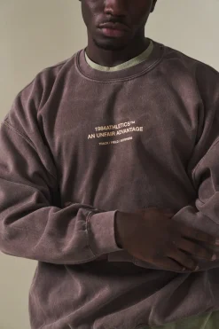 Vice 84 'Athletics' Vintage Washed Sweater - Chocolate