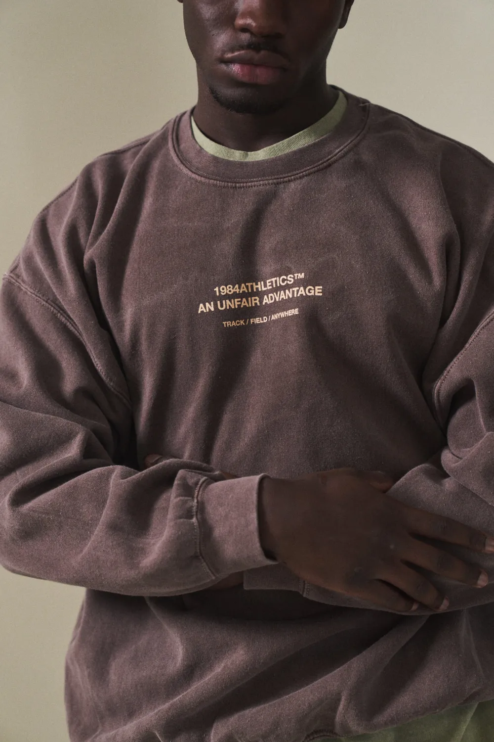 Vice 84 'Athletics' Vintage Washed Sweater - Chocolate