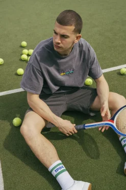 Vice 84 'Club Académie' Embroidered Tee - Vintage Washed Charcoal
