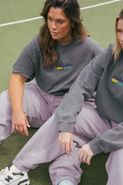 Vice 84 'Club Académie' Embroidered Tee - Vintage Washed Charcoal