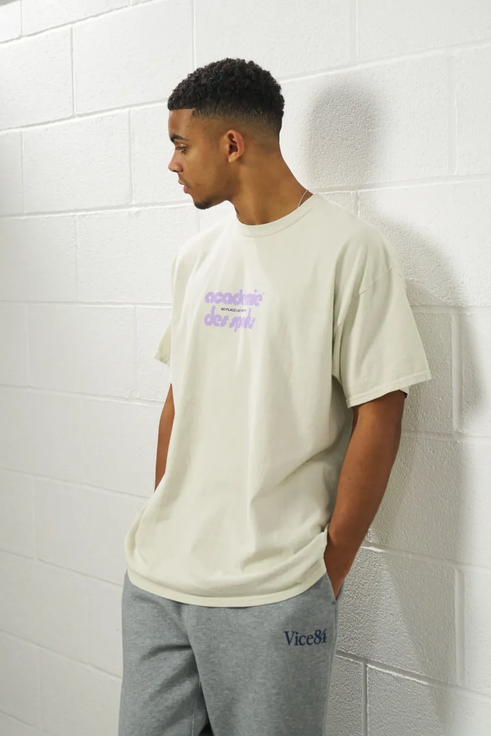 Vice 84 'Club Académie' Vintage Washed Tee Twinpack - Cream/Navy