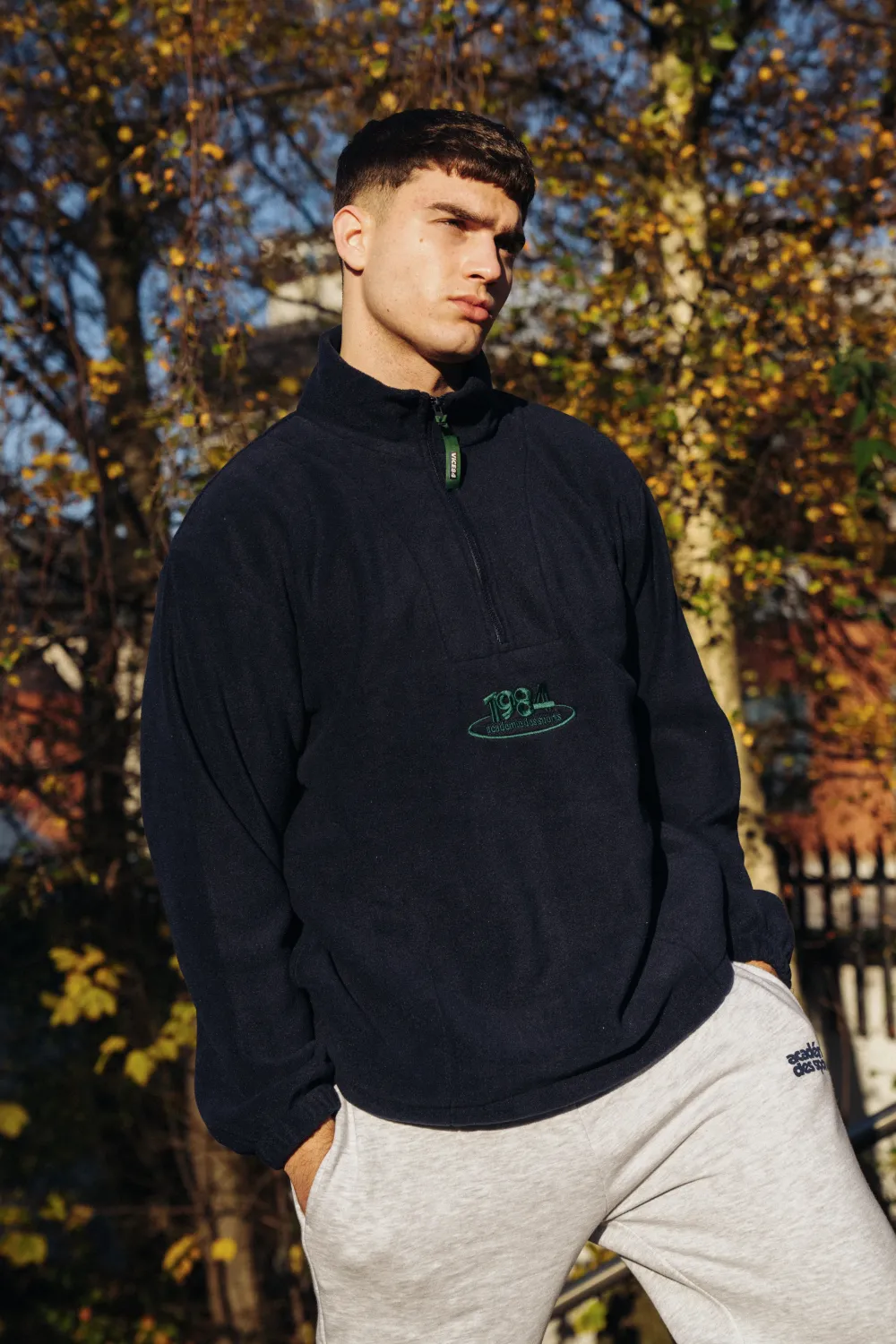 Vice 84 'Disc' Fleece 1/2 Zip Pullover - Black / Navy / Forest Green