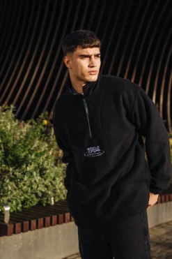 Vice 84 'Disc' Fleece 1/2 Zip Pullover - Black / Navy / Forest Green