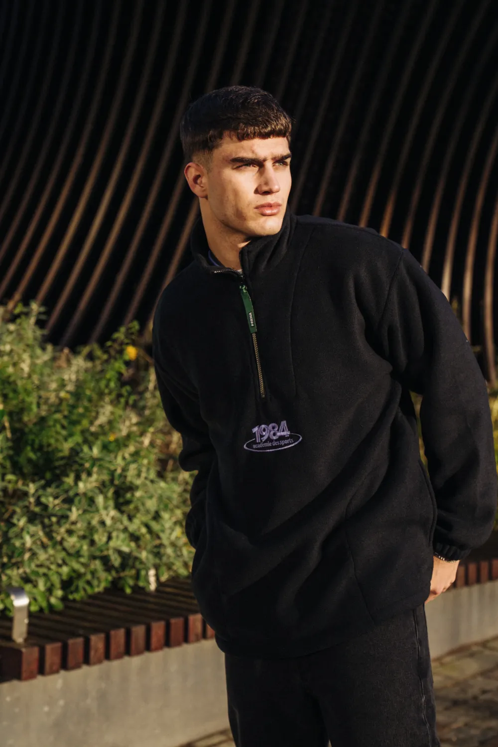 Vice 84 'Disc' Fleece 1/2 Zip Pullover - Black / Navy / Forest Green