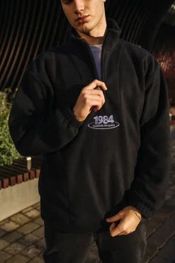Vice 84 'Disc' Fleece 1/2 Zip Pullover - Black / Navy / Forest Green