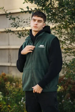 Vice 84 'Disc' Fleece Gilet - Forest Green / Navy
