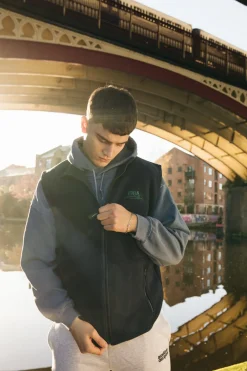 Vice 84 'Disc' Fleece Gilet - Forest Green / Navy