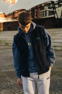 Vice 84 'Disc' Fleece Gilet - Forest Green / Navy