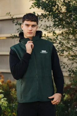 Vice 84 'Disc' Fleece Gilet - Forest Green / Navy