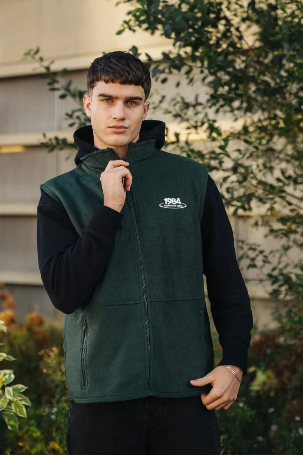 Vice 84 'Disc' Fleece Gilet - Forest Green / Navy