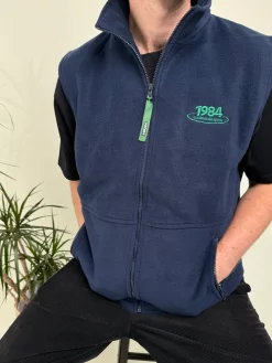 Vice 84 'Disc' Fleece Gilet - Forest Green / Navy