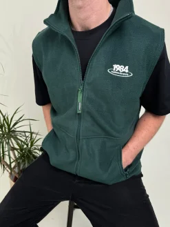 Vice 84 'Disc' Fleece Gilet - Forest Green / Navy