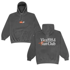 Vice 84 'Fun Club' Vintage Washed Hoodie - Washed Black