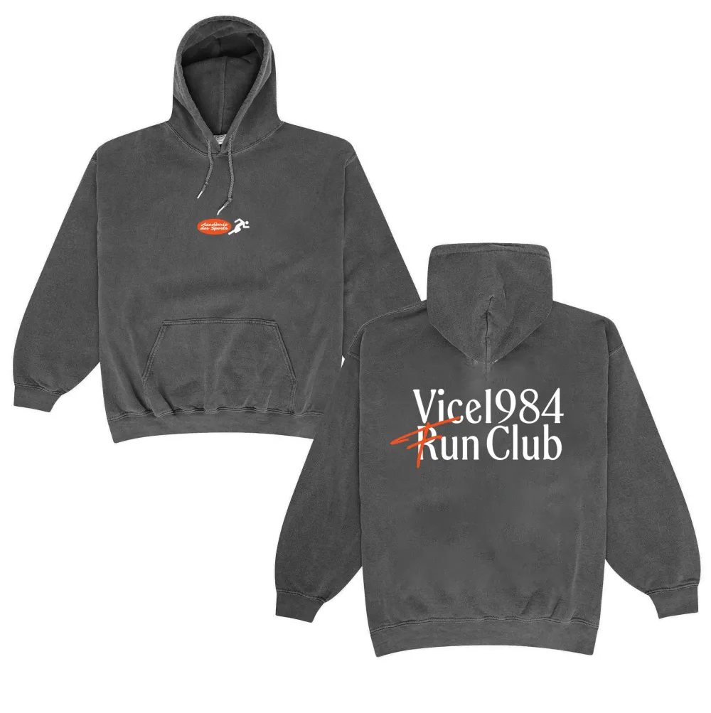 Vice 84 'Fun Club' Vintage Washed Hoodie - Washed Black
