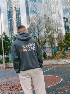 Vice 84 'Fun Club' Vintage Washed Hoodie - Washed Black