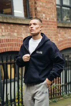 Vice 84 'Fun Club' Zip Up Hoodie - Navy