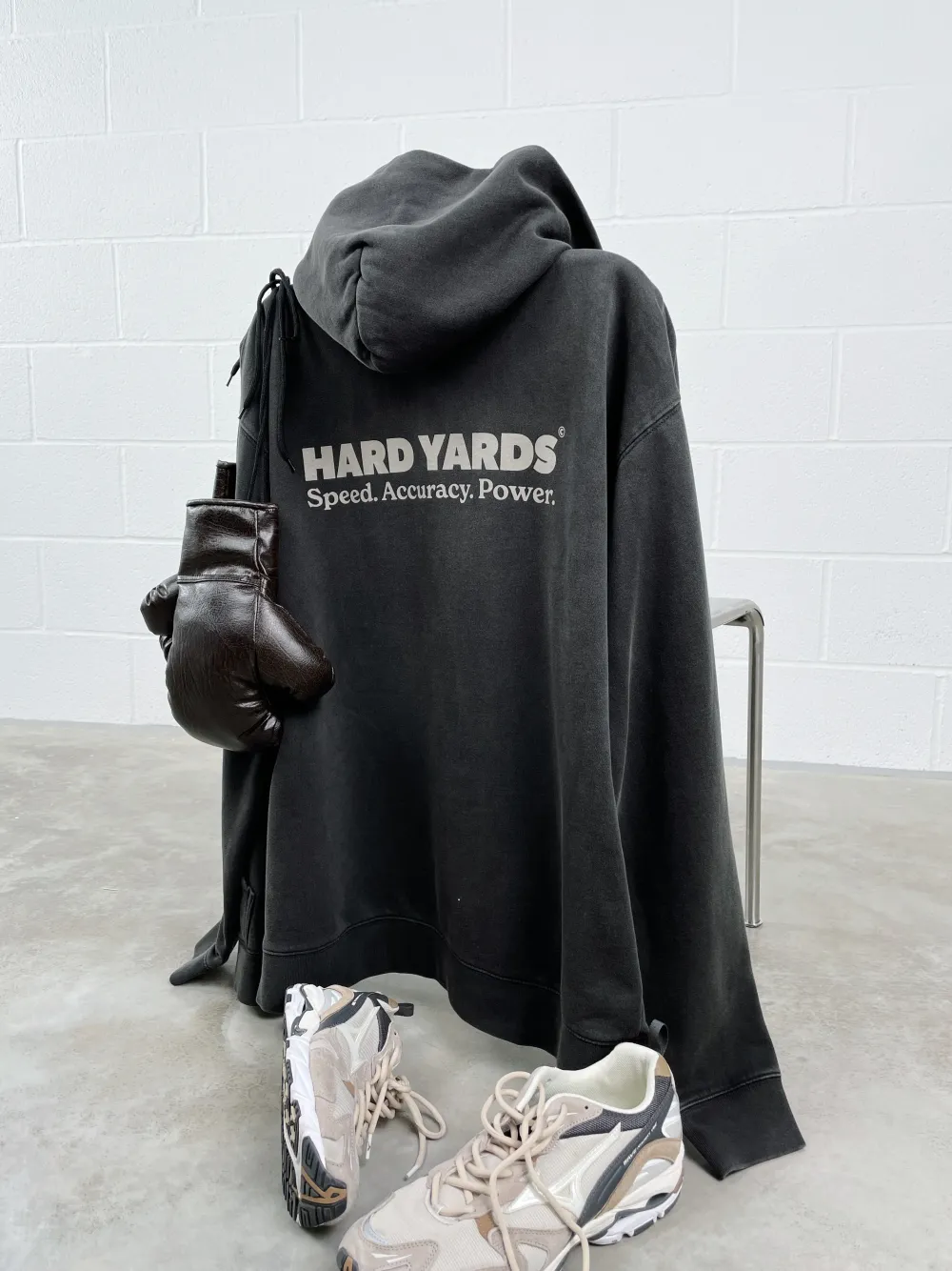Vice 84 'Hard Yards' Faded Zip Up Hoodie - Black