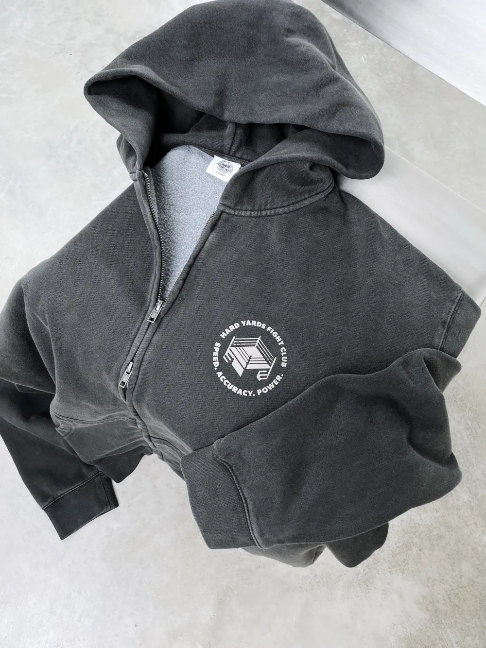 Vice 84 'Hard Yards' Faded Zip Up Hoodie - Black